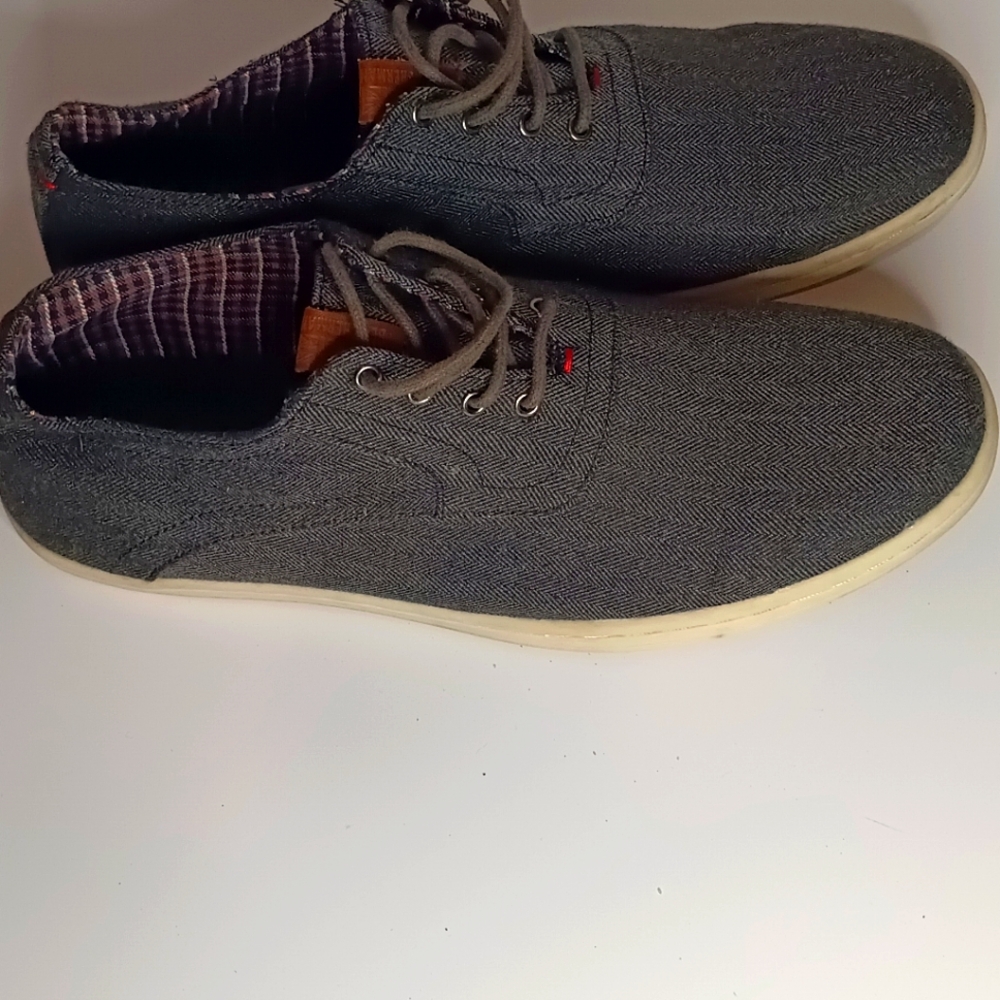 Ben Sherman Mens Sz 10 Dark Gray Denim Canvas Lace Up Casual Sneaker Shoes